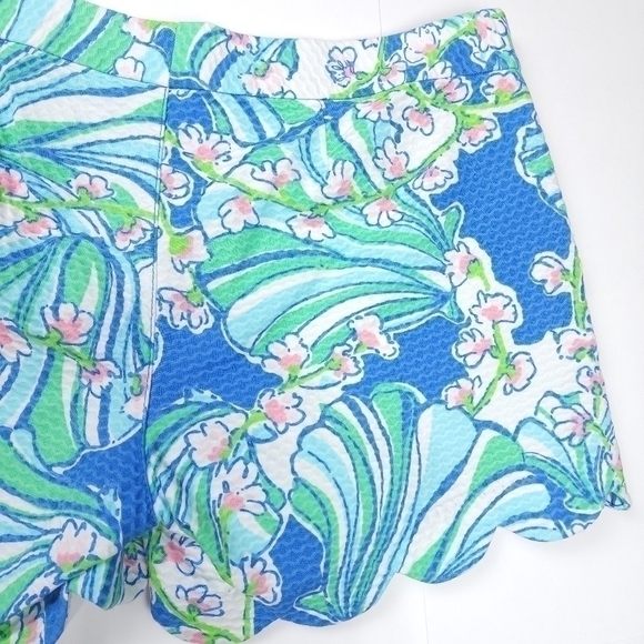 Lilly Pulitzer Blue Shell Butter Cup Scalloped Shorts Size 2 - Picture 11 of 13
